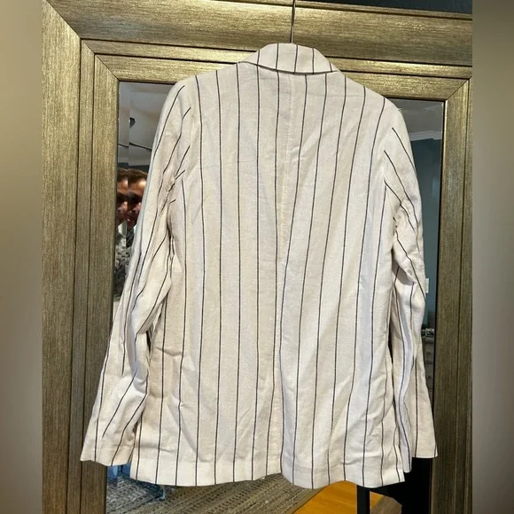 Abercrombie & Fitch striped linen lightweight open blazer jacket small NWT - Picture 4 of 7